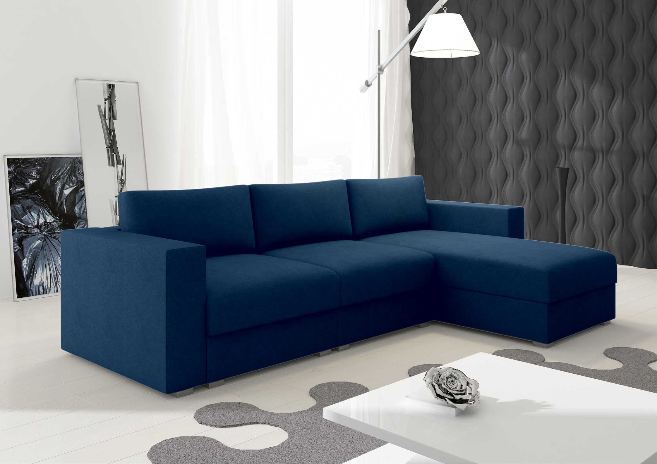 Modułowy narożnik z przeszyciami w kolorze granatowym